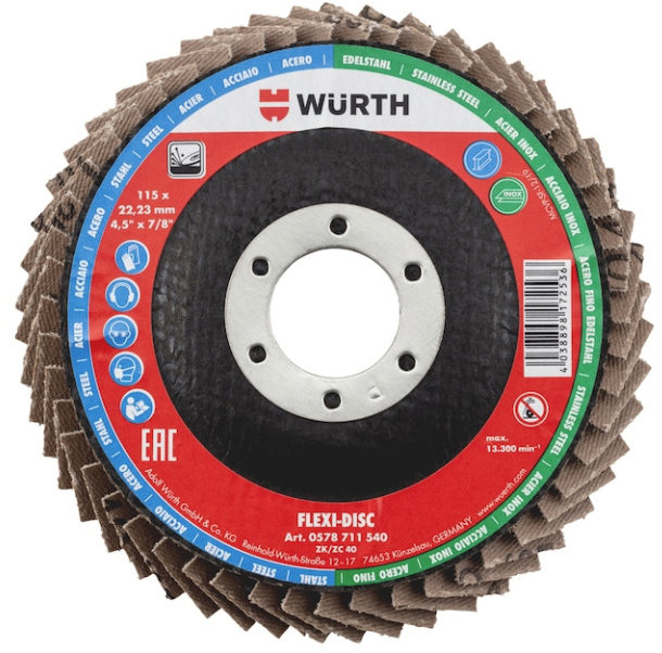 WÜRTH Flexi-disc Lamellás csiszolókorong, 115 mm, G40