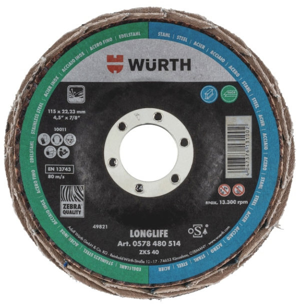 WÜRTH Longlife Lamellás csiszolókorong, 125 mm, G40