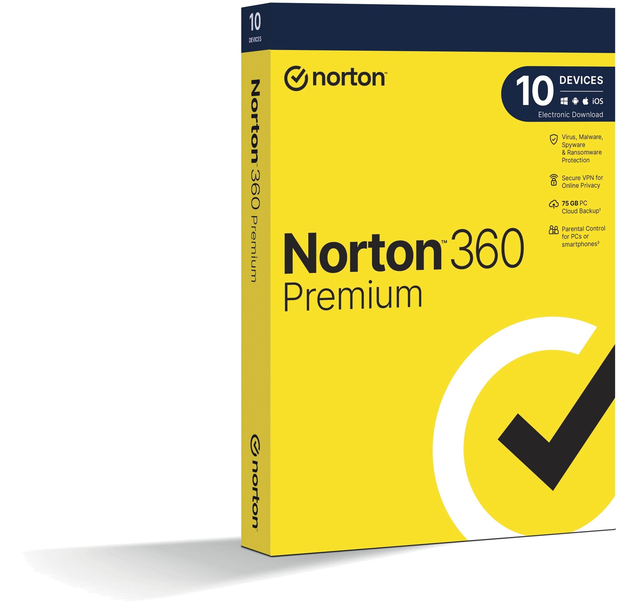 Norton 360 Premium 75GB, VPN, 1 felhasználó, 10 eszköz, 24 hónap (elektronikus licenc)