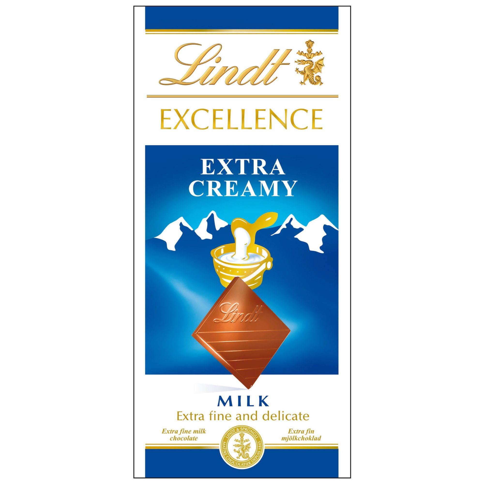 Lindt Excellence extra krémes tejcsokoládé, 100g