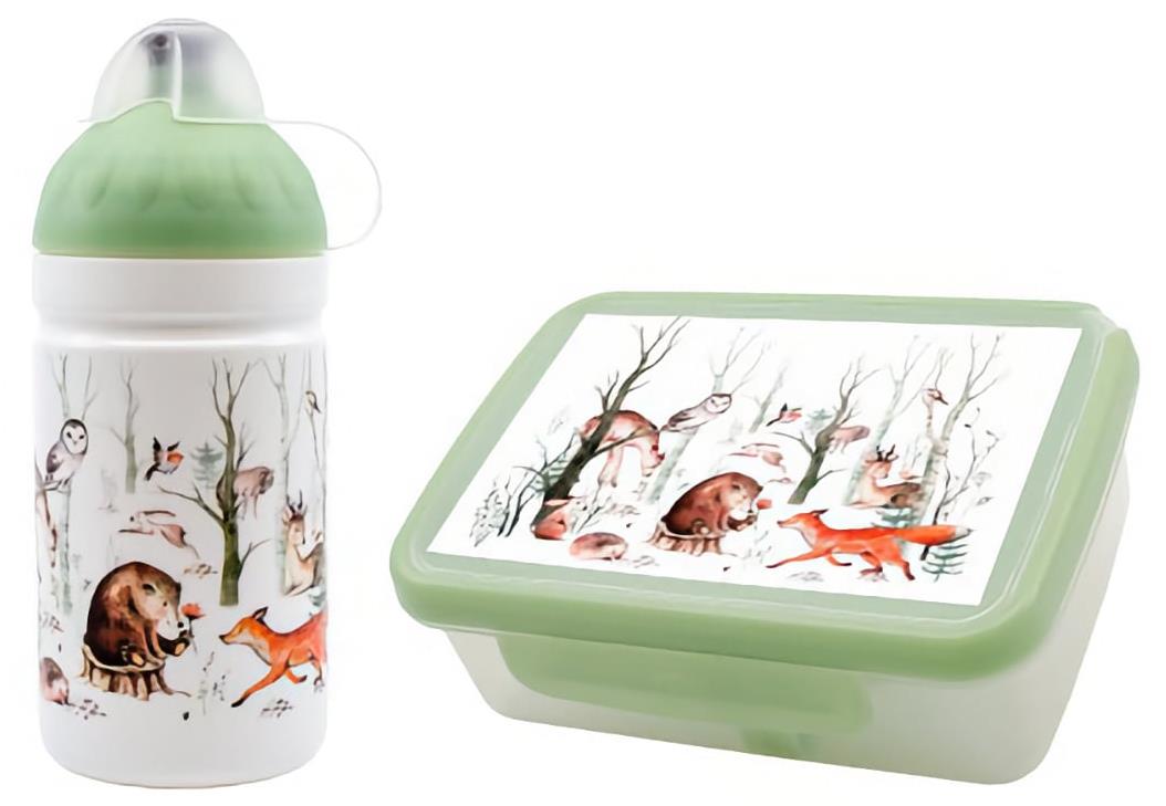 ZDRAVÁ LAHEV uzsonnás doboz + kulacs szett, 0,5 l, erdei állatkák