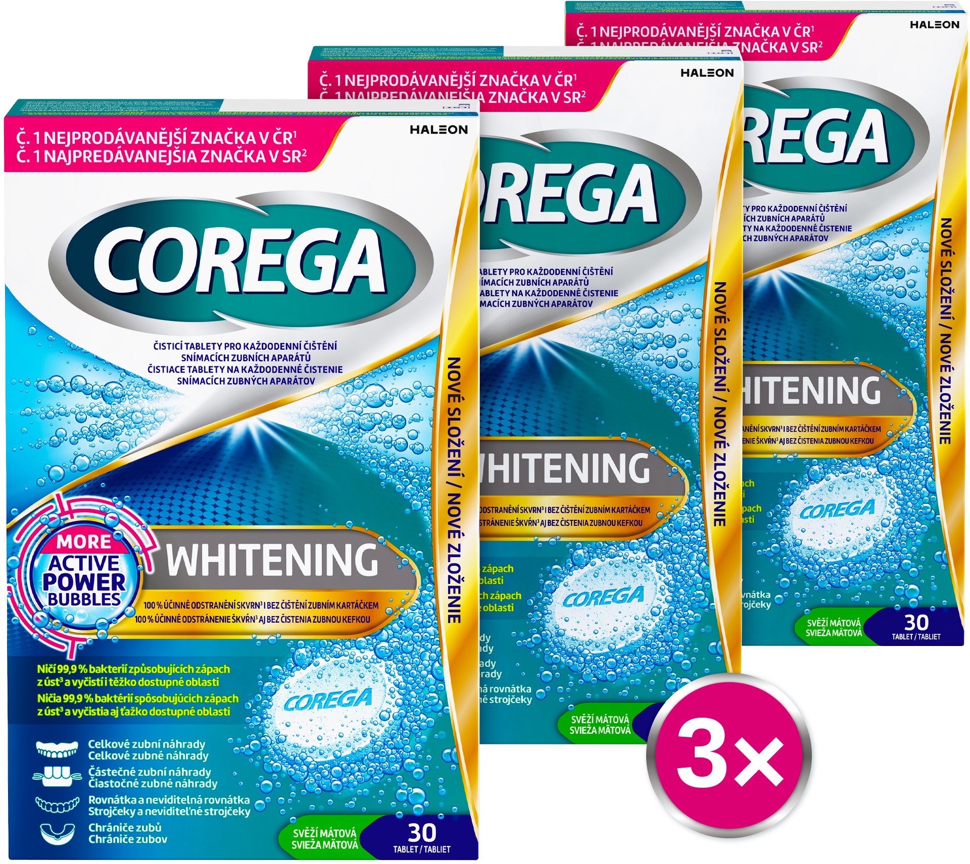 COREGA Whitening Pro, 3×30 darab