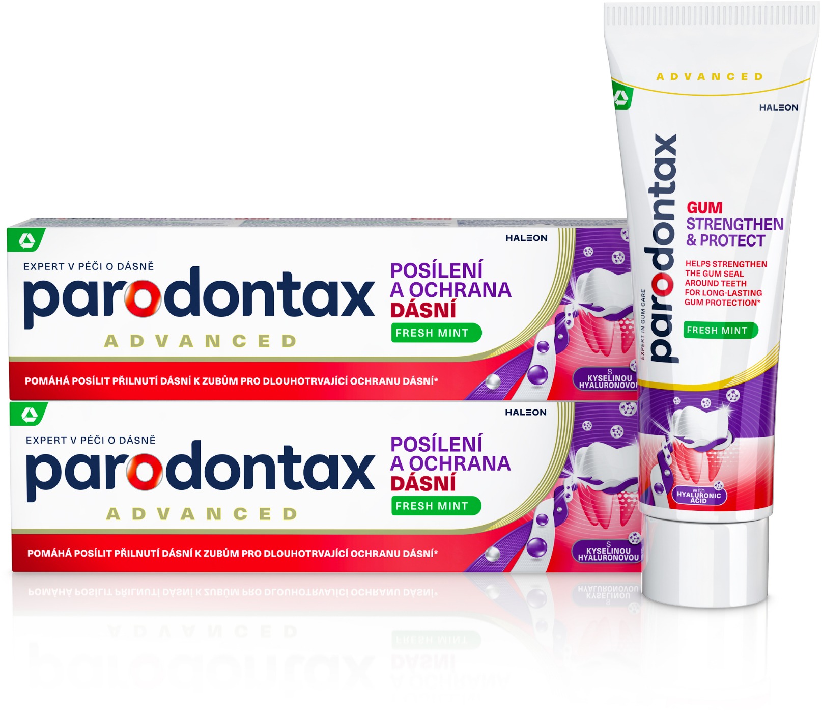 Parodontax Fresh Mint ínyerősítő és -védő fogkrém hialuronsavval, 2× 75 ml