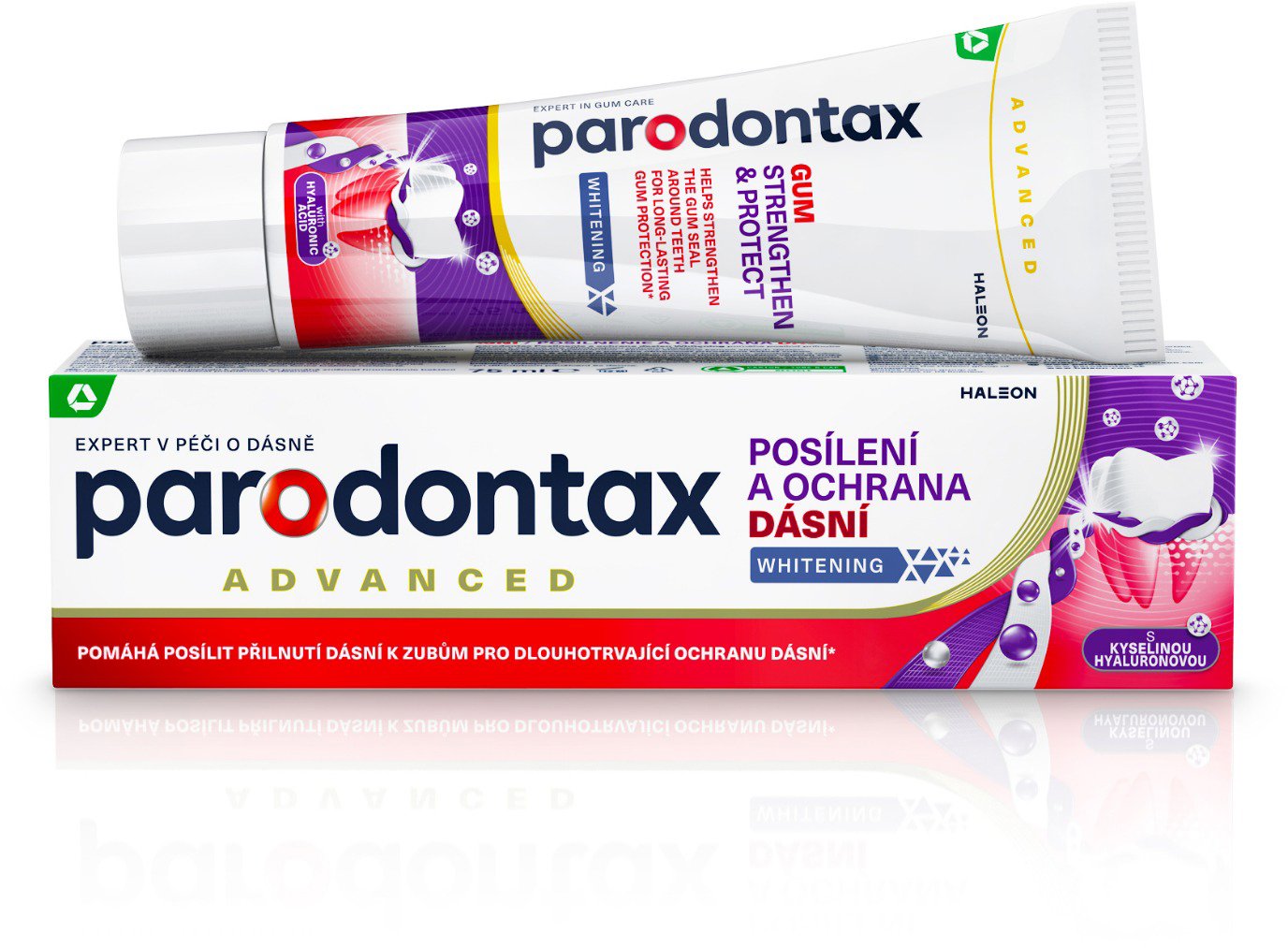 Parodontax Whitening ínyerősítő és -védő fogkrém hialuronsavval, 75 ml