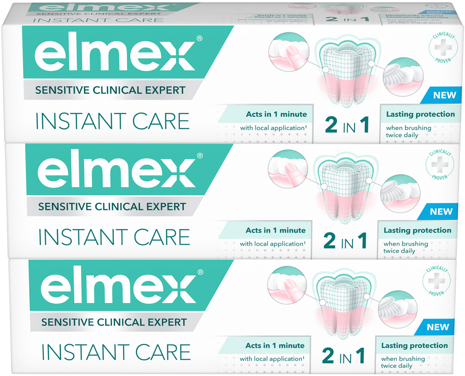 ELMEX Sensitive Clinical Expert Instant Care 2in1 3×75 ml